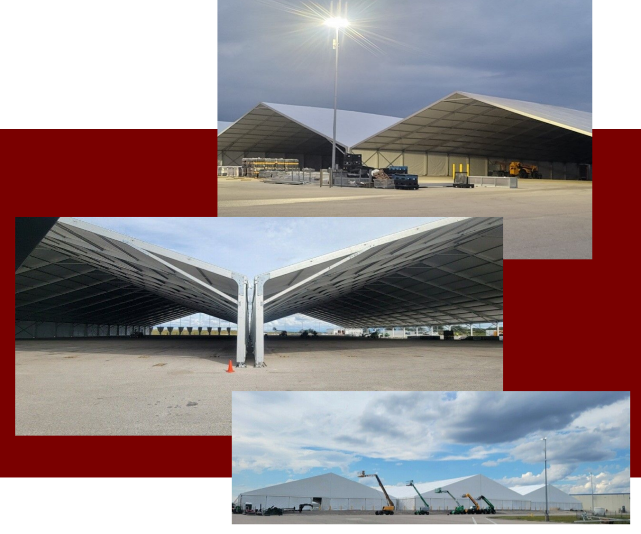 Clearspan tent structures used for warehouse storage during the disaster recovery from Hurricane Ian