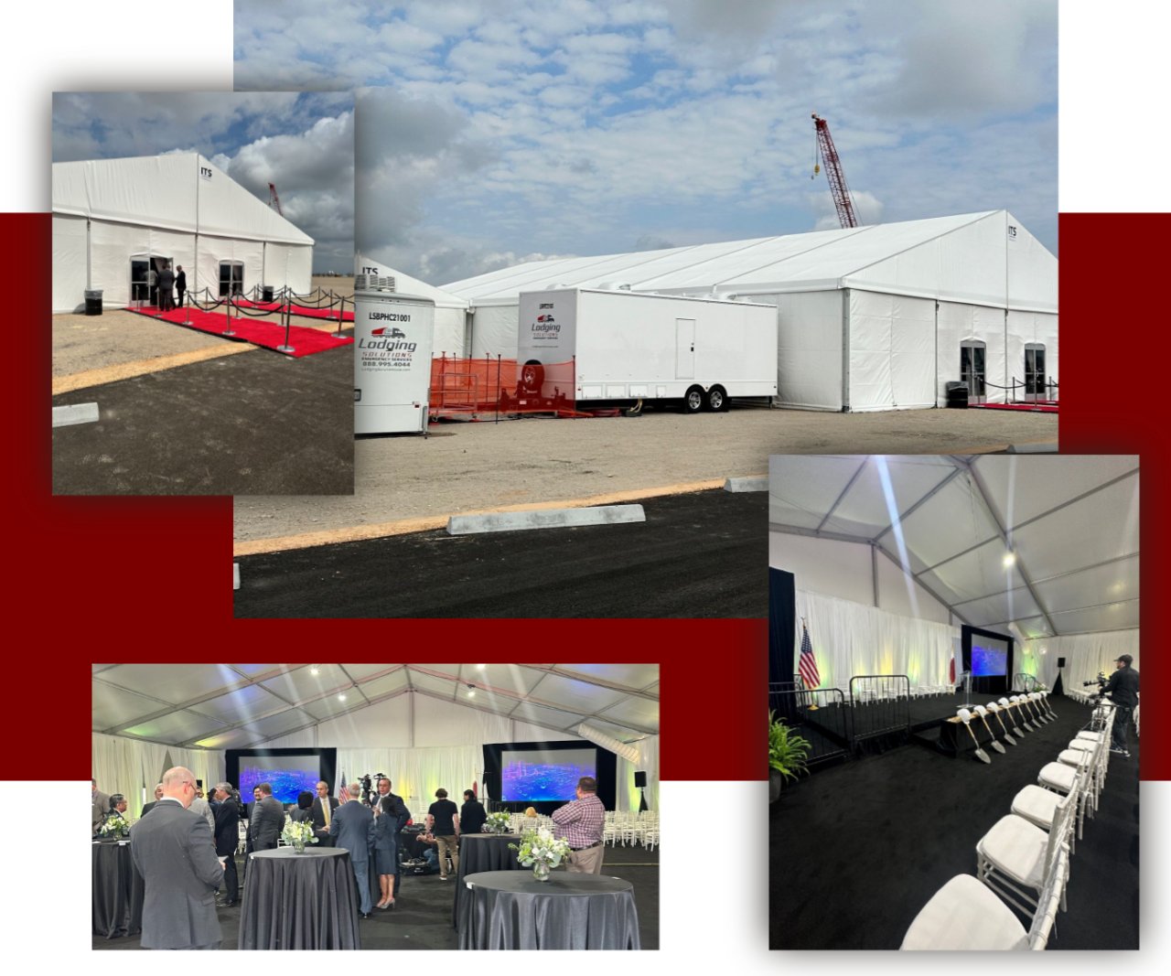 Temporary structures setup for petrochemical facility groundbreaking ceremony by Industrial Tent Systems